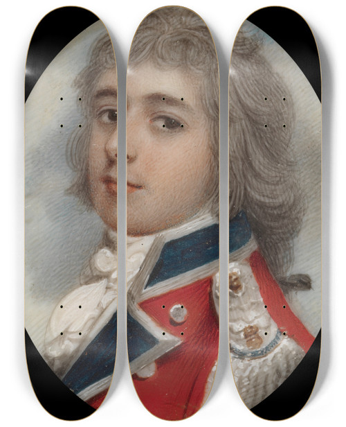 Triptych art skateboard deck of Andrew Plimer Portrait Of A Naval Officer by Andrew Plimer
