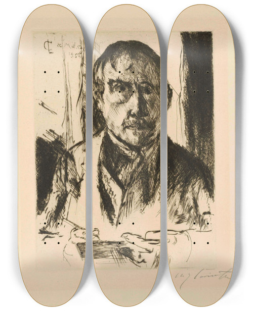 Triptych art skateboard deck of Lovis Corinth Selfportrait_4 by Lovis Corinth (1858-1925)