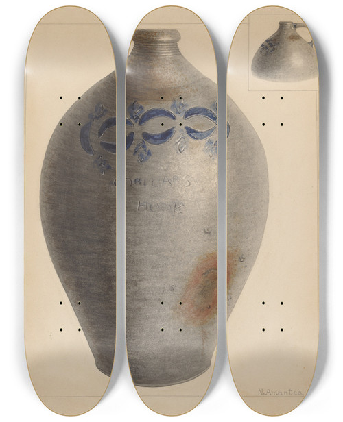 Triptych art skateboard deck of Nicholas Amantea Jug_12 by Nicholas Amantea (1900-1978)