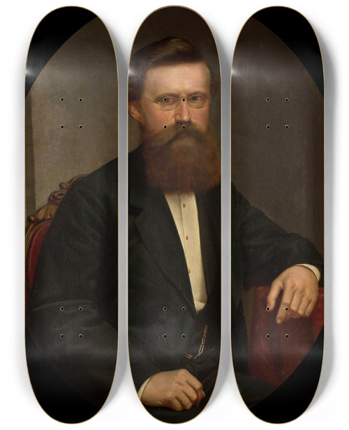 Triptych art skateboard deck of Jzef Simmler Portrait Of Ksawery Skrzyski by Jozef Simmler (1823-1868)