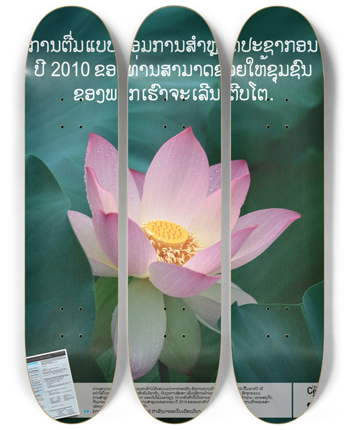 Triptych art skateboard deck of Bureau Of The Census Laotian Awareness Poster by Bureau Of The Census (1902)