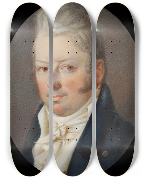 Triptych art skateboard deck of Liepmann Fraenckel An Unknown Man by Liepmann Fraenckel