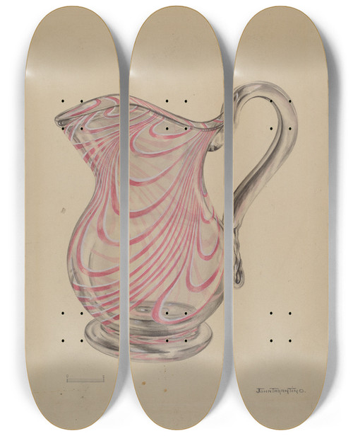 Triptych art skateboard deck of John Tarantino Cream Pitcher by John Tarantino (1935)