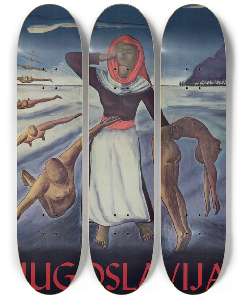 Triptych art skateboard deck of Vladimir Ivanovic Jugoslavia by Vladimir Ivanovic