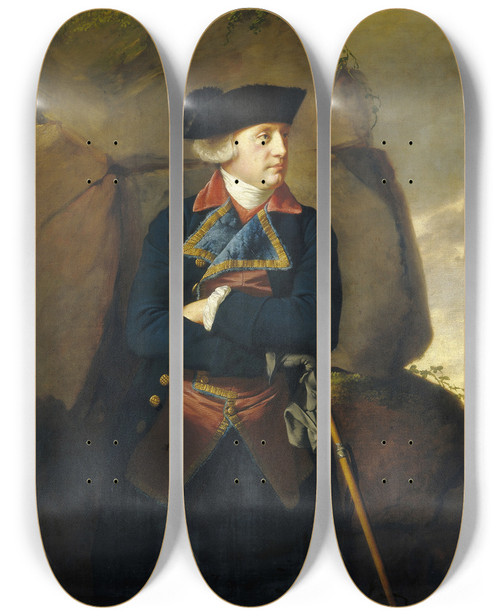 Triptych art skateboard deck of Joseph Wright Of Derby Portrait Of A Gentleman_4 by Joseph Wright Of Derby (1734-1797)