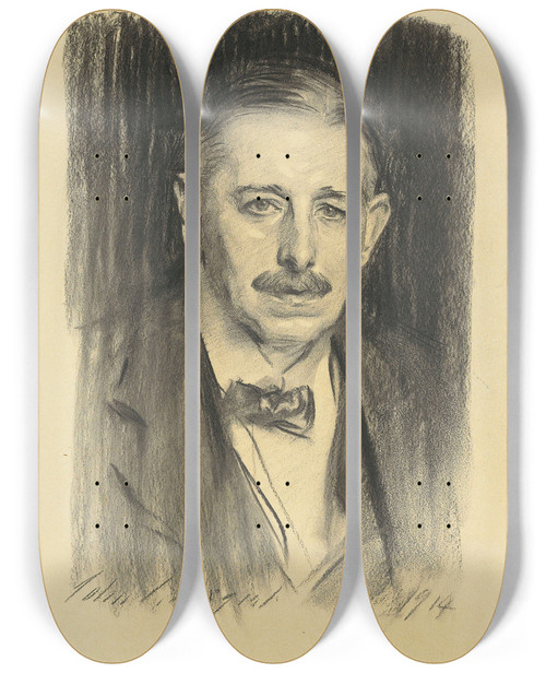Triptych art skateboard deck of John Singer Sargent Portrait Of Horatio P Symonds by John Singer Sargent (1856-1925)