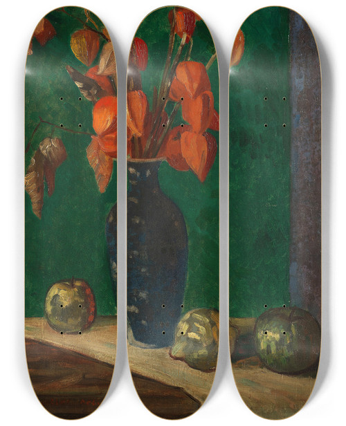 Triptych art skateboard deck of Mark Gertler Winter Cherries by Mark Gertler (1891-1939)