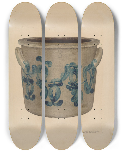 Triptych art skateboard deck of Richard Barnett Stoneware Jar_2 by Richard Barnett