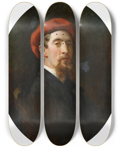 Triptych art skateboard deck of Raimundo De Madrazo Y Garreta Eduardo Dezamacois by Raimundo De Madrazo Y Garreta (1841-1920)