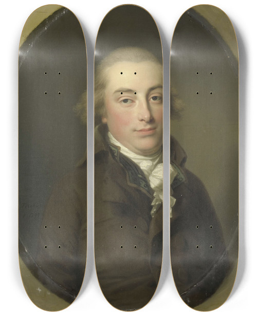 Triptych art skateboard deck of Johann Friedrich August Tischbein Portrait Of Salomon Rendorp Brewer In Amsterdam by Johann Friedrich August Tischbein (1750-1812)