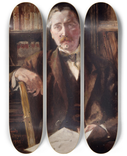 Triptych art skateboard deck of Albert Besnard Portrait De Jeanlouis Vaudoyer 18831963 by Albert Besnard (1849-1934)