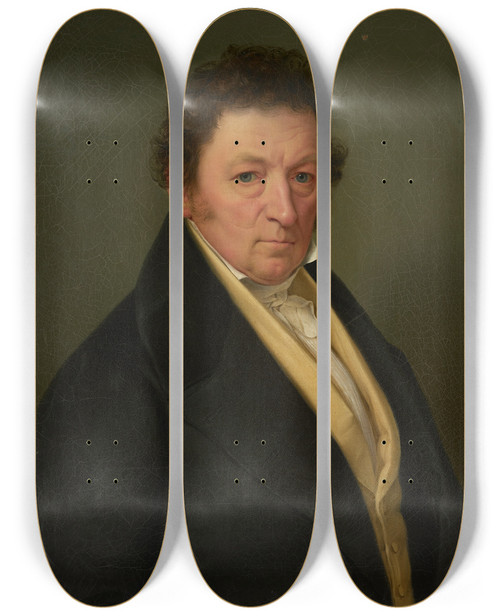 Triptych art skateboard deck of Benjamin Heinrich Orth Brustbild Des Gutsbesitzer Clau Aus Landau by Benjamin Heinrich Orth
