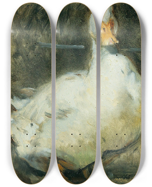 Triptych art skateboard deck of Alexander Koester Duck by Alexander Koester (1864-1932)