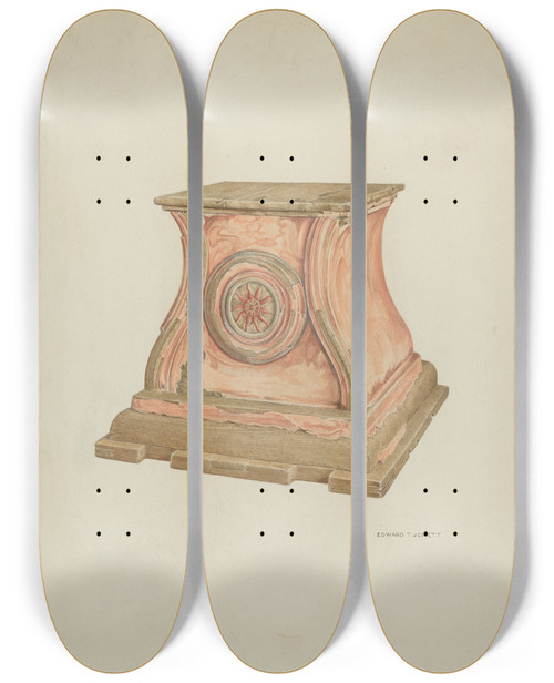 Triptych art skateboard deck of Edward Jewett Stand For Baptismal Font_2 by Edward Jewett (20-)