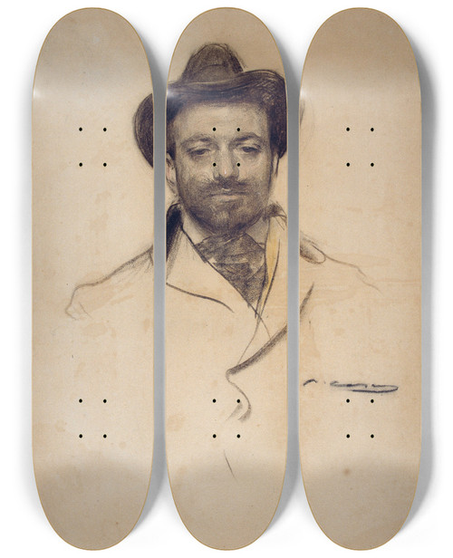 Triptych art skateboard deck of Ramn Casas Josep Maria Sert by Ramon Casas (1866-1932)