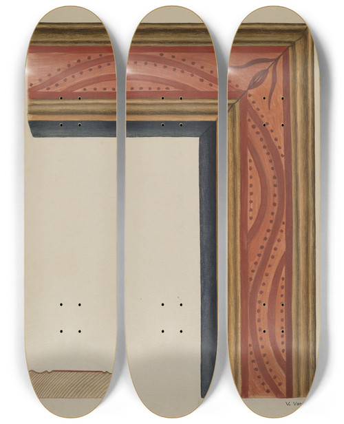 Triptych art skateboard deck of Vera Van Voris Handcarved Picture Frame River Of Life Motif by Vera Van Voris