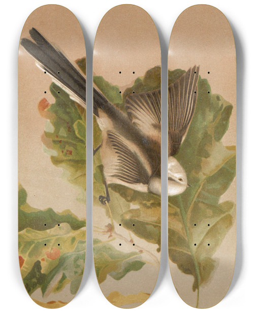 Triptych art skateboard deck of Lopaul Robert Msange A Longue Queue by Leo Paul Robert (1851-1923)