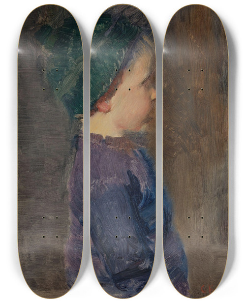 Triptych art skateboard deck of Christian Krohg A Little Boy by Christian Krohg (1852-1925)