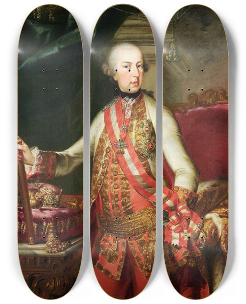 Triptych art skateboard deck of Johann Nikolaus Grooth Portrait Of The Emperor Joseph Ii by Johann Nikolaus Grooth (1723-1797)