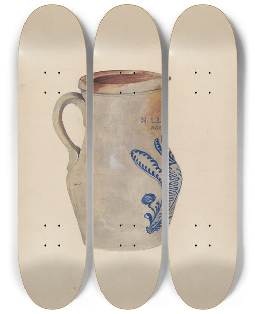 Triptych art skateboard deck of Jessie M Youngs Water Pitcher_2 by Jessie M Youngs