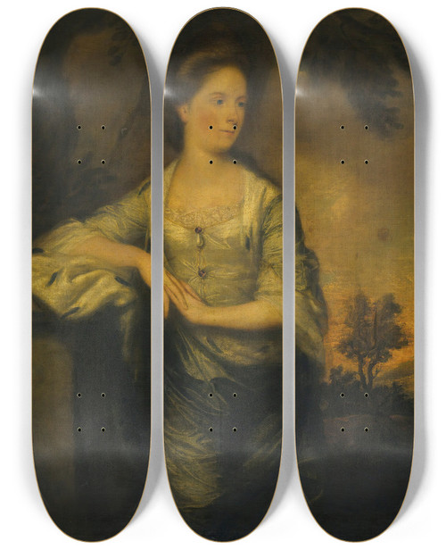 Triptych art skateboard deck of Sir Joshua Reynolds Portrait Of Lady Mary Crosbie by Sir Joshua Reynolds (1723-1792)