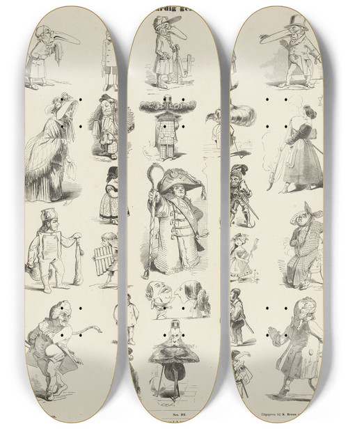 Triptych art skateboard deck of Stauber Een Aardig Gezelschap by Stauber