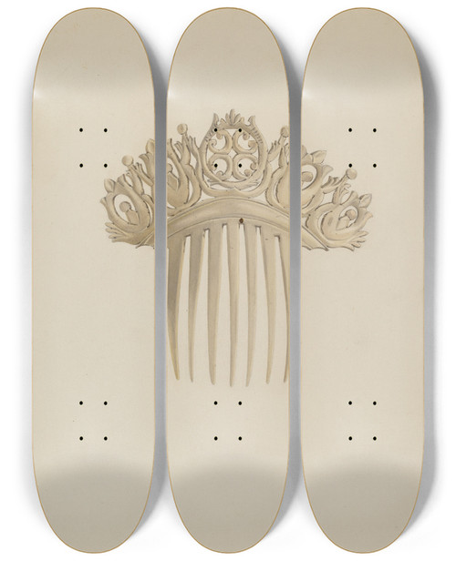 Triptych art skateboard deck of Daniel Marshack Comb by Daniel Marshack