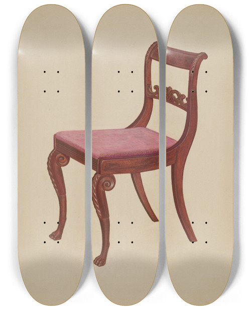 Triptych art skateboard deck of Arthur Johnson Side Chair_3 by Arthur Johnson