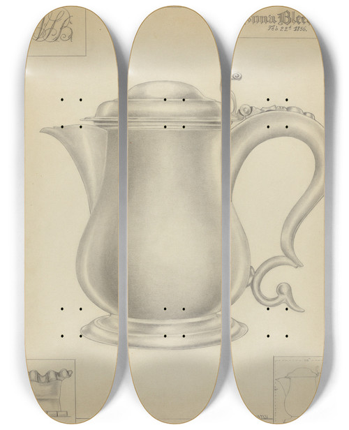 Triptych art skateboard deck of Hester Duany Silver Tankard_2 by Hester Duany (1891-1964)