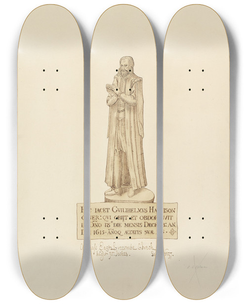 Triptych art skateboard deck of Rev James Bulwer One From A Volume Of Drawings And Prints_21 by Rev James Bulwer (1794-1879)