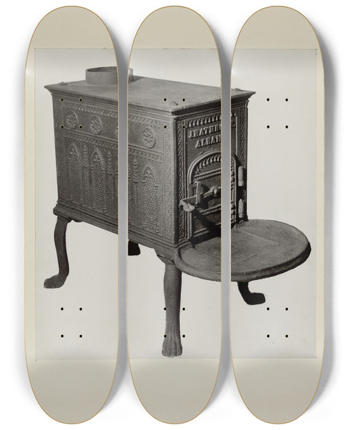 Triptych art skateboard deck of Charles Von Urban Box Stove_2 by Charles Von Urban