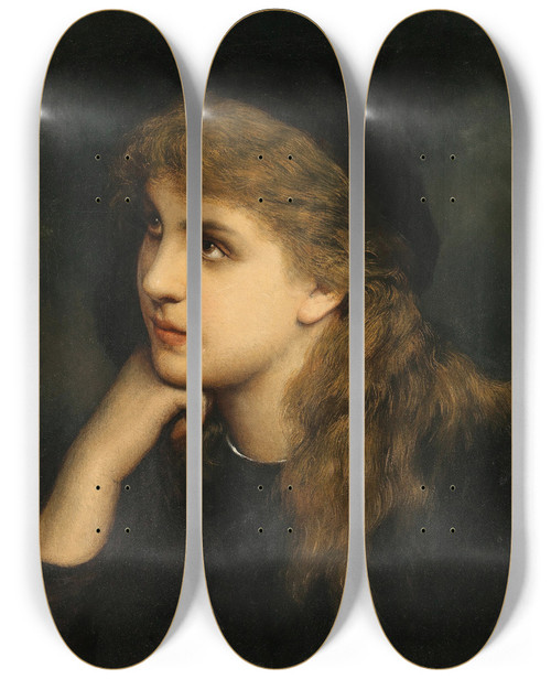Triptych art skateboard deck of Gabriel Von Max Margarethe by Gabriel Von Max (1840-1915)