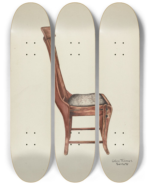 Triptych art skateboard deck of Grace Thomas Chair_1 by Grace Thomas