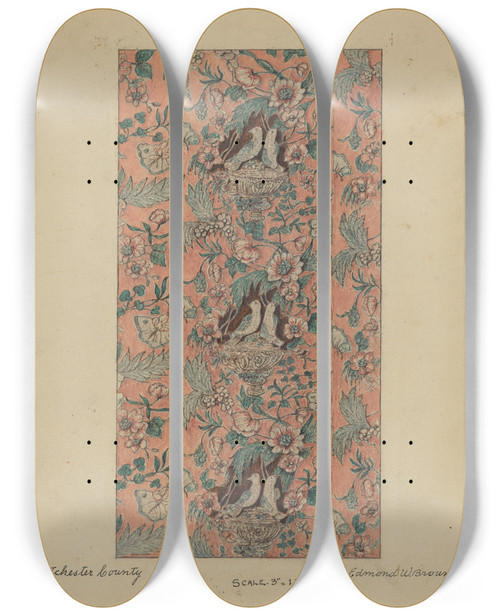 Triptych art skateboard deck of Edmond W Brown Glazed Chintz by Edmond W Brown