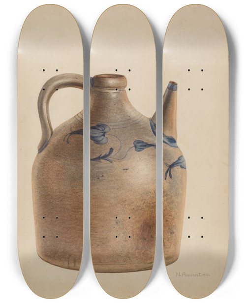 Triptych art skateboard deck of Nicholas Amantea Water Jug by Nicholas Amantea (1900-1978)