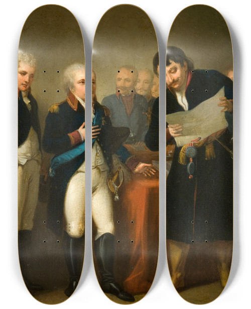 Triptych art skateboard deck of Micha Stachowicz Krakow Surrendered To The Prussians by Michal Stachowicz (1768-1825)