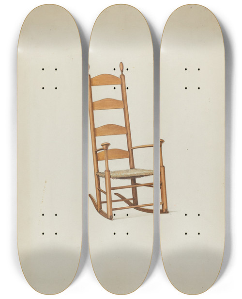 Triptych art skateboard deck of Ray Holden Shaker Mushroom Rocker by Ray Holden