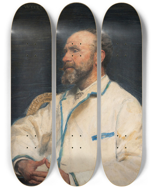 Triptych art skateboard deck of Jean Joseph Weerts Portrait De Firmin Javel by Jean Joseph Weerts (1847-1927)