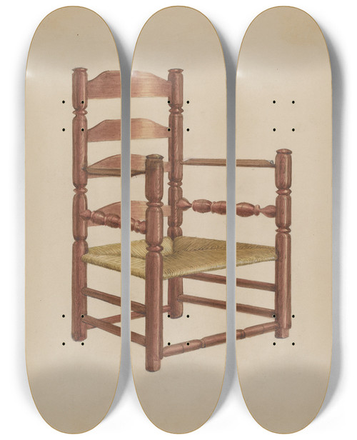 Triptych art skateboard deck of B Holstgrubbe Chair_1 by B. Holst-Grubbe