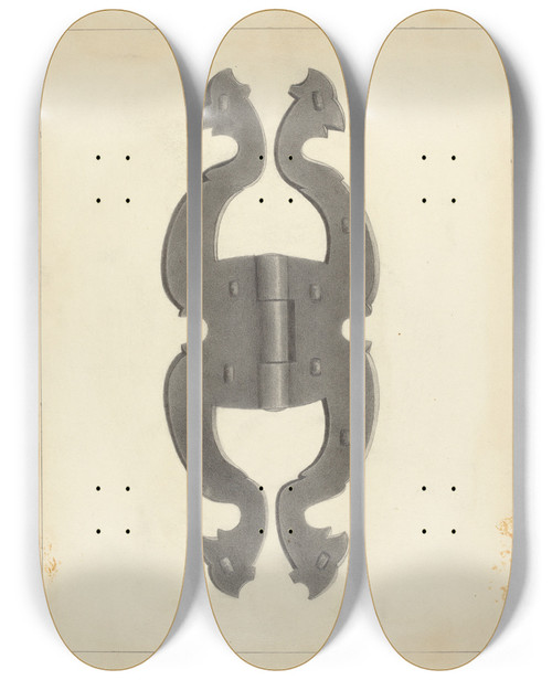 Triptych art skateboard deck of Joseph Stonefield Hinge by Joseph Stonefield