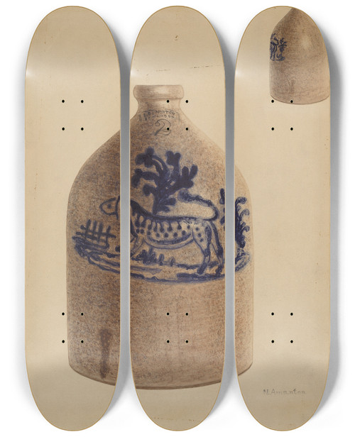 Triptych art skateboard deck of Nicholas Amantea Jug_15 by Nicholas Amantea (1900-1978)