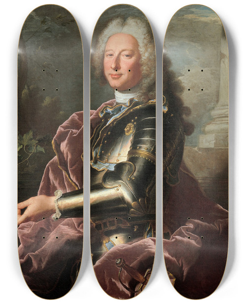 Triptych art skateboard deck of Hyacinthe Rigaud Gio Francesco Ii Brignolesale by Hyacinthe Rigaud (1659-1743)