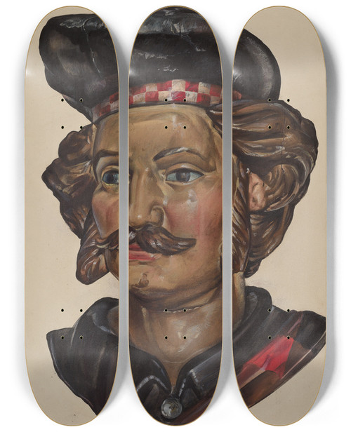 Triptych art skateboard deck of James Mclellan Wooden Scotchman by James Mclellan