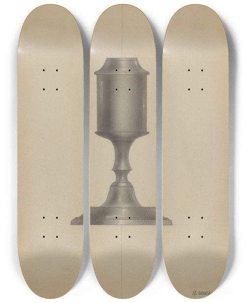 Triptych art skateboard deck of Arsen Maralian Whale Oil Lamp by Arsen Maralian