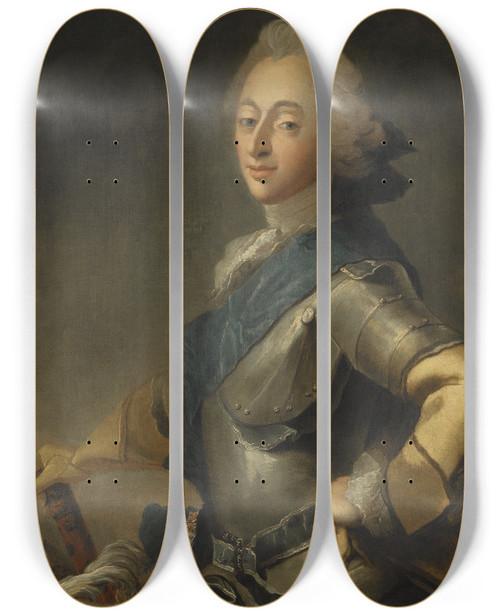 Triptych art skateboard deck of Carl Gustaf Pilo Frederik V King Of Denmark by Carl Gustaf Pilo (1711-1793)