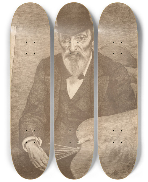 Triptych art skateboard deck of Ferdinand Hart Nibbrig Portret Van Hendrik Valkenburg by Ferdinand Hart Nibbrig (1866-1915)