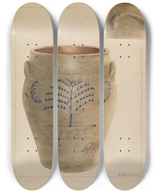 Triptych art skateboard deck of Nicholas Amantea Crock_3 by Nicholas Amantea (1900-1978)