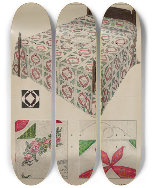 Triptych art skateboard deck of Francis Law Durand Quilt_1 by Francis Law Durand (1935)