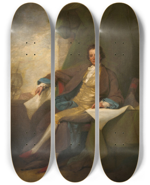 Triptych art skateboard deck of John Trumbull Samuel Blodget Jr_2 by John Trumbull (1756-1843)