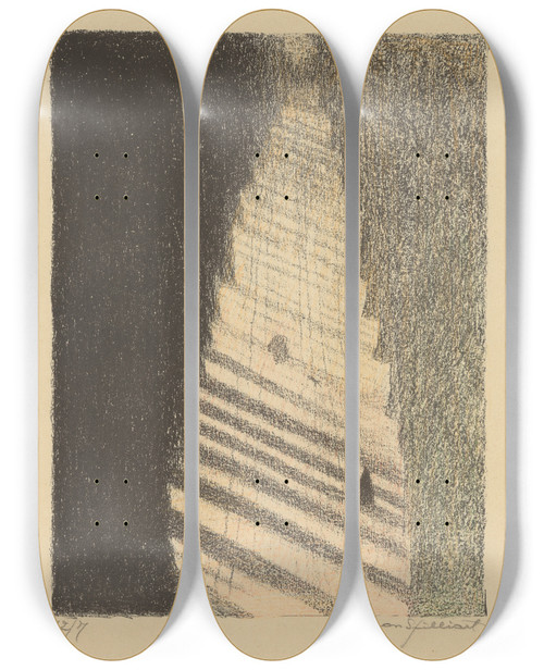 Triptych art skateboard deck of Lon Spilliaert Sites Brabanons 1 by Leon Spilliaert (1881-1946)